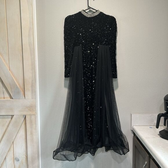 Alisa & Leo Girls Dress 12 Black Sequin Tulle Homecoming Prom Event Formal - Picture 1 of 12